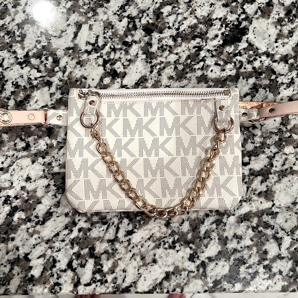 MK Michael Kors White Beige Belt Bag Purse
